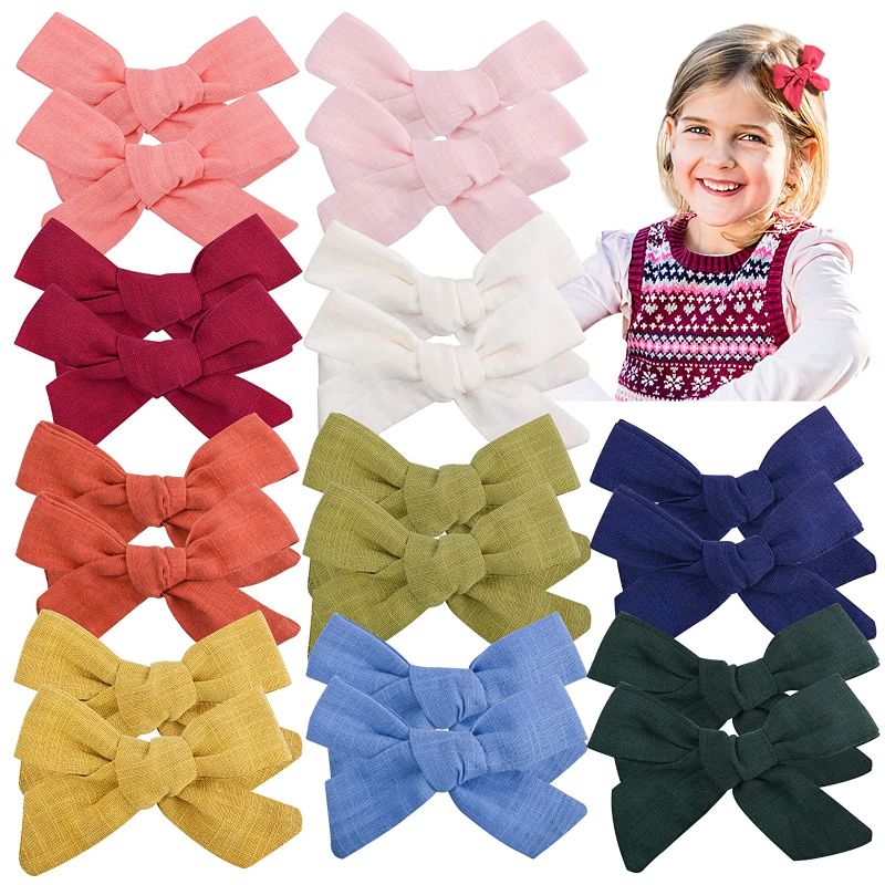 Photo 1 of 20 Pieces Toddler Hair Clips Hair Bows Accessories For Girls 10 Pairs 4inch Toddler Bows For Little Girl Pigtail Bows
