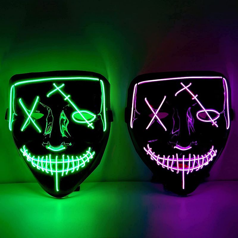 Photo 1 of 2 Pack Purge Masks Led Light Up Masks Scary Masks for Halloween, Festival Cosplay
