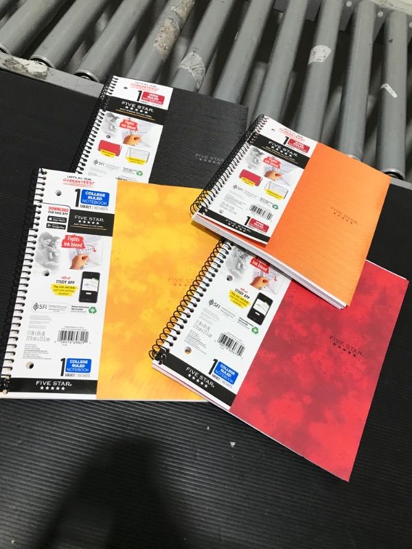 Photo 1 of 4 PACK- Five Star 1 Subject Wide Ruled Spiral Notebook
!!! COLORS VARY!!!!!