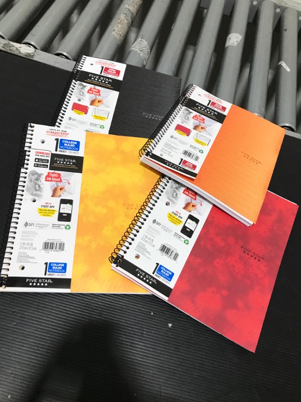 Photo 1 of 4 PACK - Five Star 1 Subject Wide Ruled Spiral Notebook
!!!!COLORS VARY!!!!