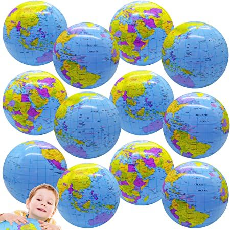 Photo 1 of 12 Pcs Inflatable Globe Beach Balls,16 Inch