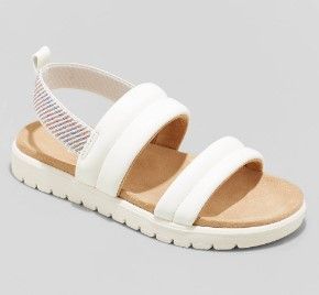 Photo 1 of Girls' Hazel Slip-on Pull-on Footbed Sandals - Cat & Jack White 2