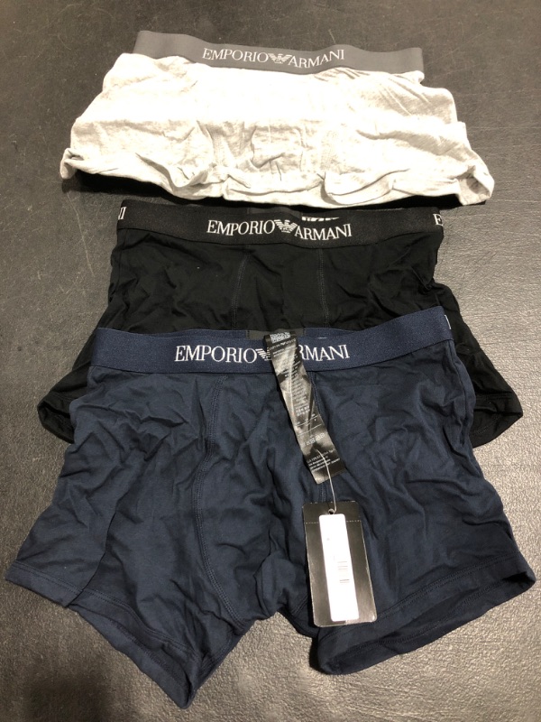 Photo 2 of Emporio Armani 3-Pack Cotton Boxers | Men's Size Small. OPEN PACKAGE. 
