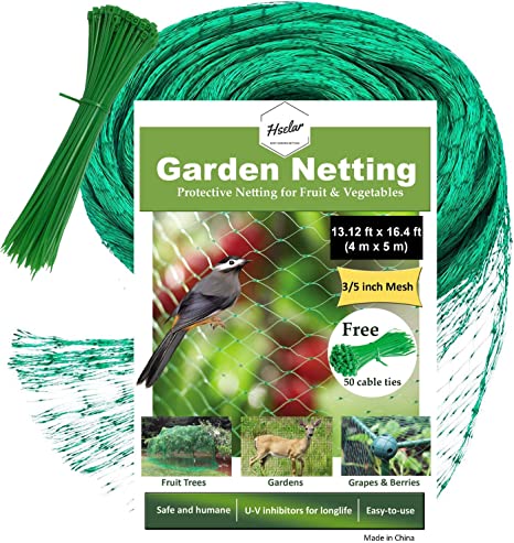 Photo 1 of  Best Bird Netting - Protect Plants and Fruit Trees from Birds and Wildlife – 13.12Ft x 16.4Ft Bird Netting with 50 Pcs Nylon Cable Ties - Reusable Instantly (Small Size)

