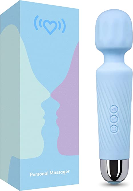 Photo 1 of Rechargeable Personal Massager - Quiet & Waterproof - 20 Patterns & 8 Speeds - Travel Bag Included - Men & Women - Perfect for Tension Relief, Muscle, Back, Soreness, Recovery - Light Blue