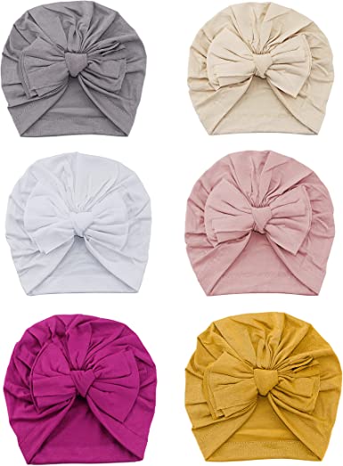 Photo 1 of  6 Pcs Baby Turban Knot Hats Infant Toddler Hospital Hat Cotton Head Wrap
