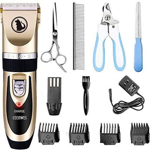 Photo 1 of Ceenwes Dog Clippers Low Noise Pet Clippers Rechargeable Dog Trimmer Cordless Pet Grooming Tool Professional Dog Hair Trimmer with Comb Guides Scissors Nail Kits for Dogs Cats & Other
