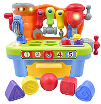 Photo 1 of CoolToys Toddler Toy Workshop Playset with Interactive Sounds and Lights, Kids Educational Toy for Learning Colors, Shapes, Numbers, and Alphabet
