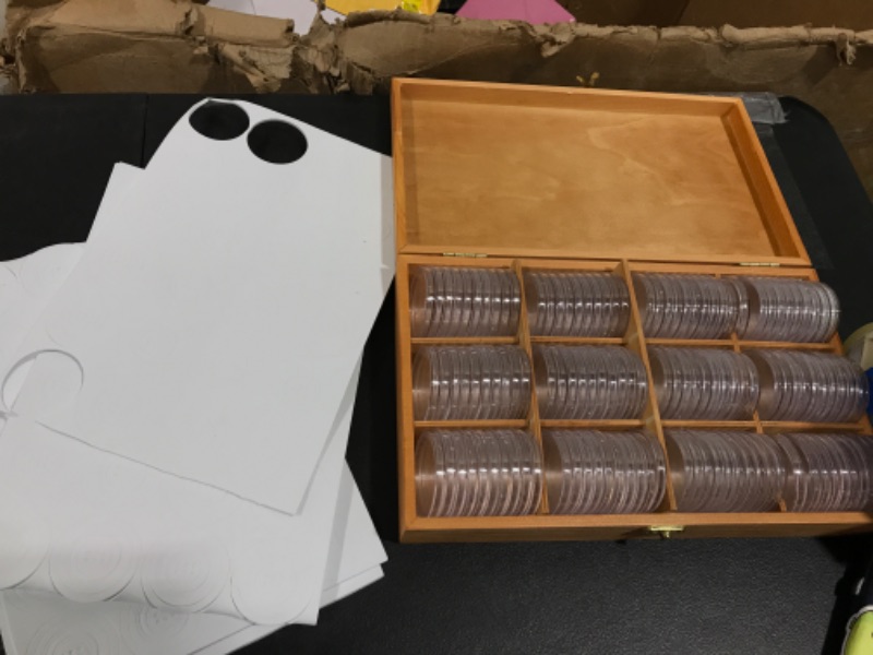 Photo 1 of 20-46 mm Wooden Coin Holder, 60 pcs Highly Transparent Coin Capsules with Foam Gasket, Coins Collector Case Holder, Professional Coin Storage Case Box for Coin Collection (Bronze)
