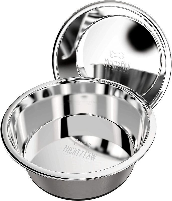 Photo 1 of  Stainless Steel Dog Bowls (2 Pack) | Metal Food & Water Dish Set for Small & Large Pets. Dishwasher Safe
