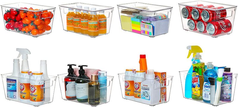 Photo 1 of Amazon.com - KAMOTA Plastic Storage Organizer Basket Bin with Handles and Lids for Bathroom, Pantry, Kitchen Cabinet, Fridge, Closet, Bedroom, Office and Home Organization - 8 pack - Clear -