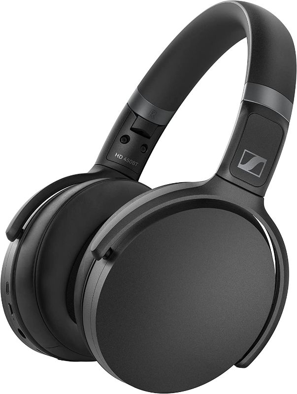 Photo 1 of SENNHEISER HD 450BT Bluetooth 5.0 Wireless Headphone with Active Noise Cancellation - 30-Hour Battery Life, USB-C Fast Charging, Virtual Assistant Button, Foldable - Black