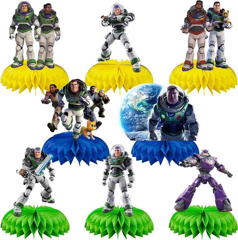 Photo 1 of 2 pack- 8PCS Cartoon Story Light-yer Honeycomb Centerpiece Table Decorations Double Sided Table Toppers 