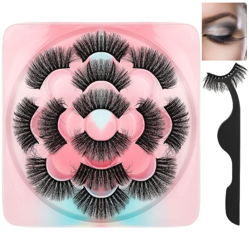 Photo 1 of 7 Pairs False Eyelashes Dramatic Mink Eyelashes Fluffy 3D Effect Mink Lashes Pack