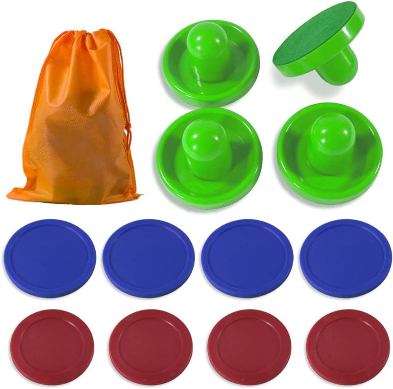 Photo 1 of Air Hockey Pucks and Paddles,Set 4 Pushers and 8 Pucks,Two Sizes of Pucks,Suitable for Hockey Tables Over 4'