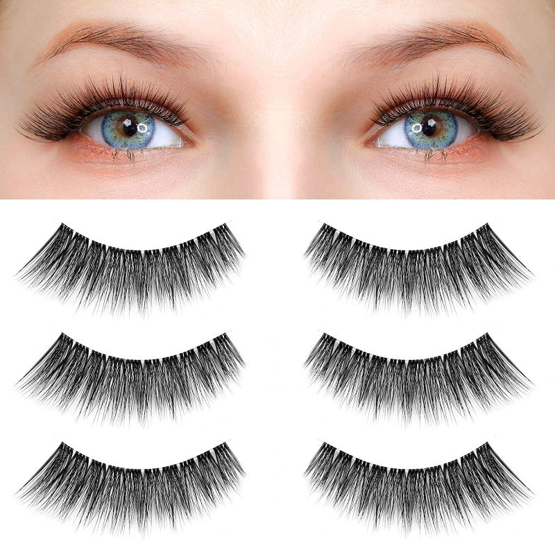 Photo 1 of 3 Pairs False Eyelashes, Prefect 3D Effect Faux Mink Lashes, Synthetic Fiber Material Strip Fake Eyelashes