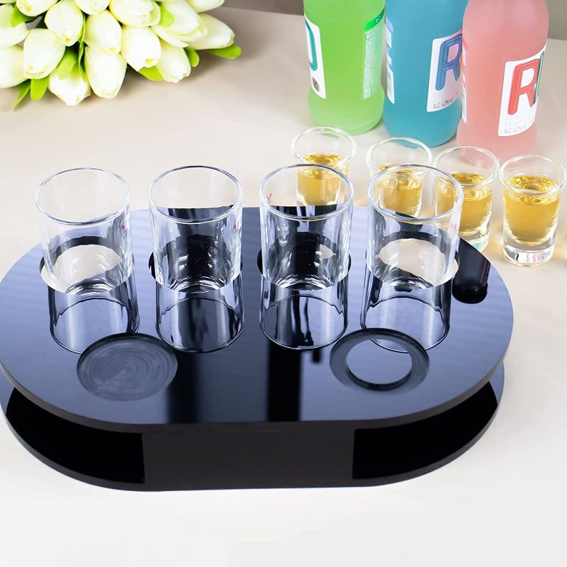 Photo 1 of  Acrylic Tequila Flight Board, Beer Tasting Flight Sampler Serving Tray with Salt Rim