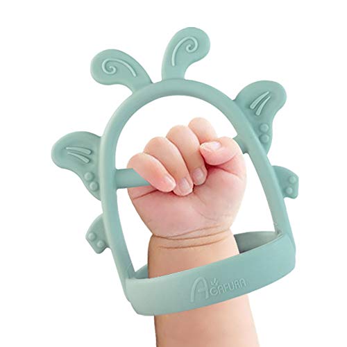 Photo 1 of Agafura Butterfly Teether (Mint), Wearable Silicone Teething Toy for Babies, Food-Grade Silicone Infant Toy