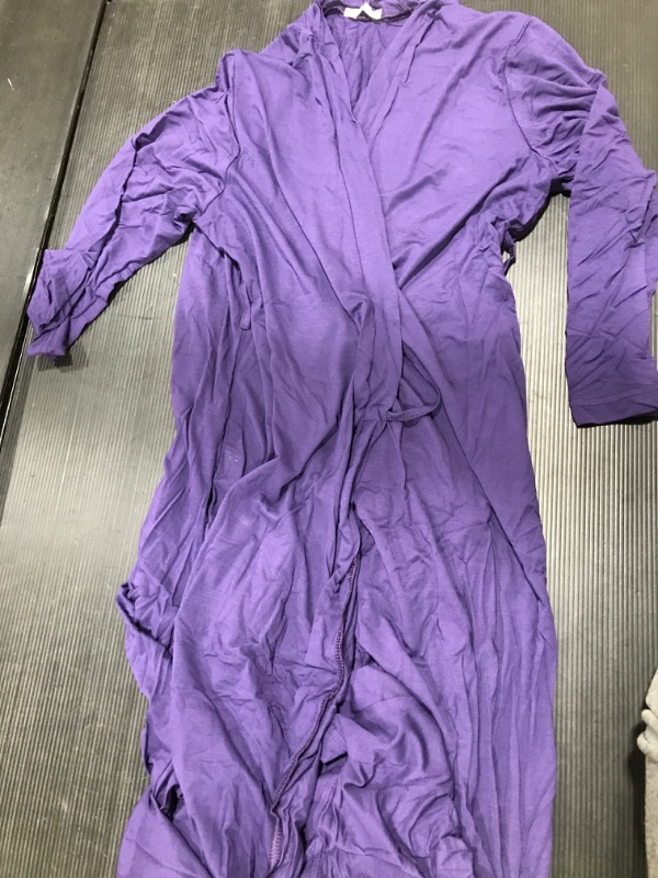 Photo 2 of [Size S] [Purple] EISHOPEER Women's Robes Lightweight Bathrobe Soft Robe Sleepwear Long Knit Bathrobe Ladies Loungewear