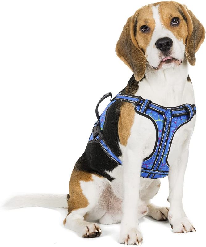 Photo 1 of [Size M] Bolux No Pull Dog Harness, Adjustable Pet Reflective Oxford Soft Vest Harness with Leash Clips