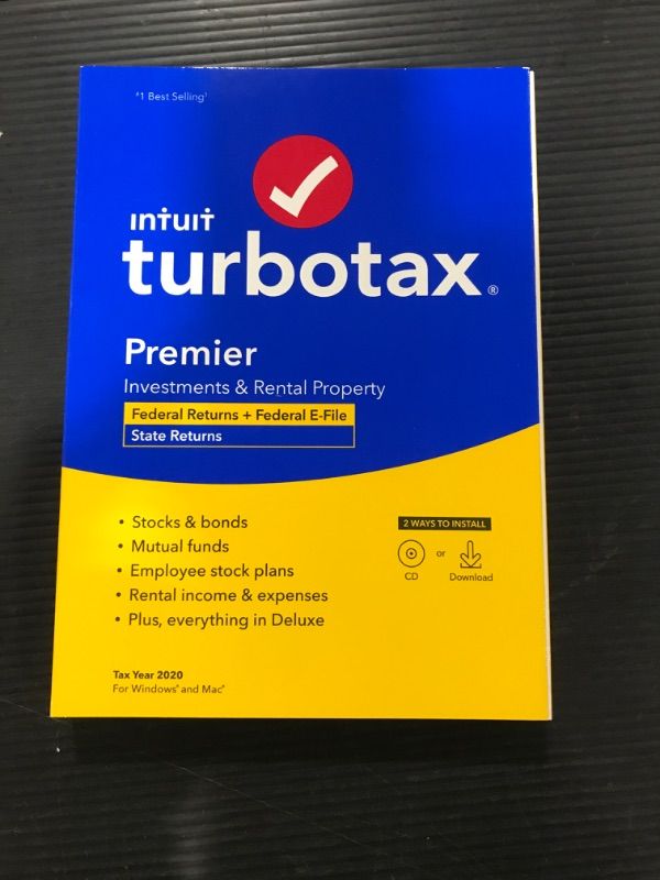 Photo 1 of [Old Version] TurboTax Premier 2020 Desktop Tax Software, Federal and State Returns + Federal E-file [Amazon Exclusive] [PC/Mac Disc]