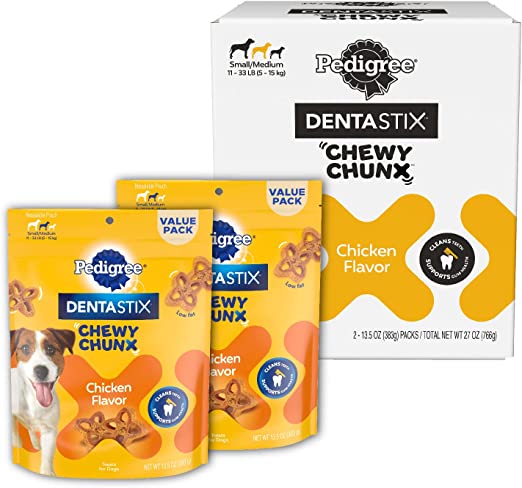 Photo 1 of 2 pack PEDIGREE DentaStix Chewy Chunx Dental Treats, Small/Medium Dog
