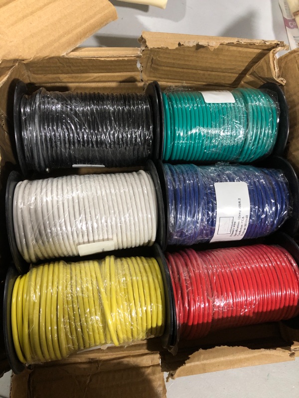 Photo 2 of 12 Gauge Wire Combo 6 Pack 12V 100'FT per Roll (600 ft Total) 12 Gauge Auto Wire Copper Clad Aluminium Low Voltage 12 Gauge Wire