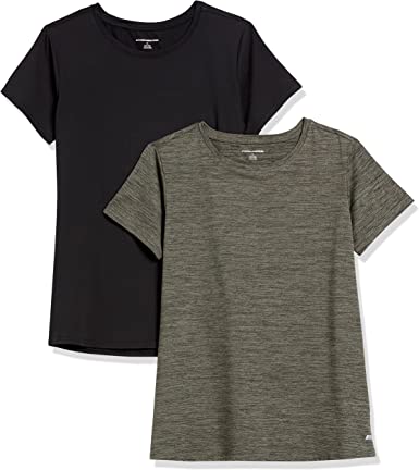 Photo 1 of Amazon Essentials Women's Tech Stretch Short-Sleeve Crewneck T-Shirt (Available in Plus Size), Pack of 2 MEDIUM 