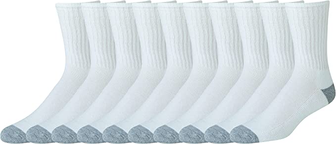 Photo 1 of Amazon Essentials Men's Cotton Half Cushioned Crew Socks, Pack of 10