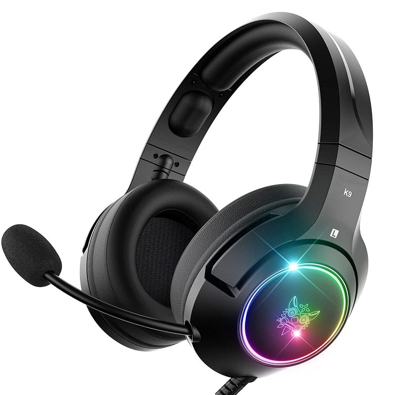 Photo 1 of ?2022 Upgraded? Ajsaki K9 Gaming Headset,Gaming Headphones with RGB LED Lights, Noise Cancelling, Stereo PS Vita Headset with Microphone, Over-Ear Headphones for PC, PS4, PS5,Switch, Xbox One, Mac
