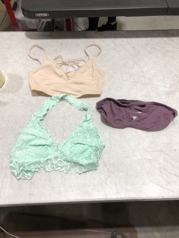 Photo 1 of 3pk small bras, nude, green, plum