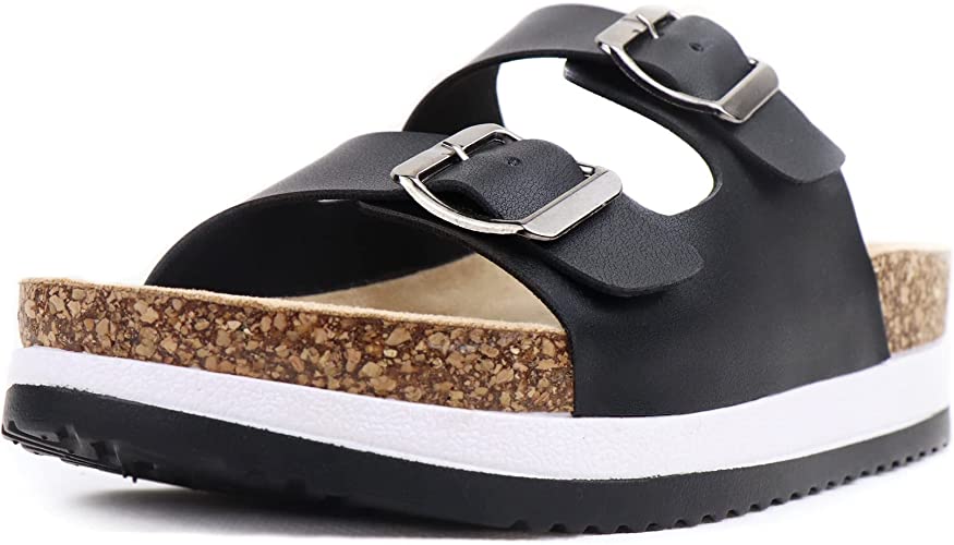 Photo 1 of [Size 8] Heltid Women's Cork Footbed Platform Slide Sandals with Arch Support Adjustable Strap Double Buckle