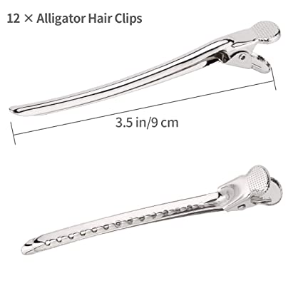 Photo 1 of Alligator Hair Clips Metal Duck Bill Hair Clips for Styling - with Holes Professional Sectioning Clips for Salon and Women Girls Accessories Silver