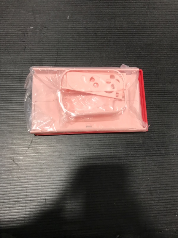 Photo 1 of BRHE Cute Dockable Case Compatible with Nintendo Switch OLED 2021 [New Upgrade] Protective Grip Skin Cover with Tempered Glass Screen Protector and Thumb Stick Caps (Pink)
