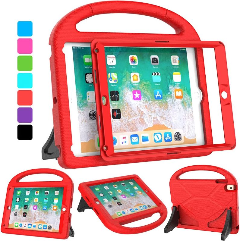 Photo 1 of VICVOL iPad 5th/6th Generation Case for Kids(9.7 inch, 2017/2018), iPad Air 1/2 & Pro 9.7 Case, Built-in Screen Protector Durable Shockproof Handle Stand Protective Cover, Red
