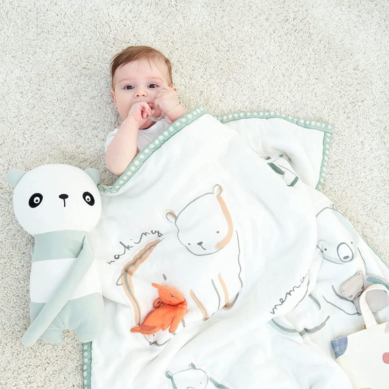 Photo 1 of 
UniNewborn Baby Bed Blanket with Doll Panda, Cotton and Viscose (from Bamboo) Baby Bed Quilt Newborn Blanket for Boys Girls, Swaddling Blanket with Hugging Doll
