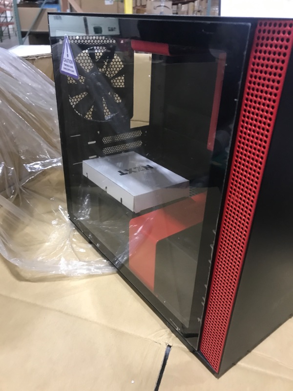 Photo 3 of NZXT H210 - CA-H210B-BR - Mini-ITX PC Gaming Case - Front I/O USB Type-C Port - Tempered Glass Side Panel - Cable Management System - Water-Cooling Ready - Radiator Bracket - Black/Red Non i-Series H210 Black/Red