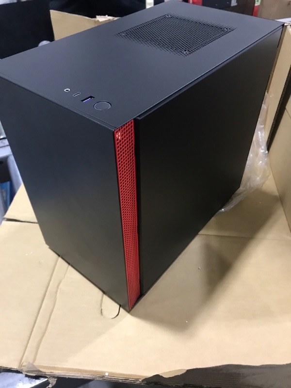 Photo 2 of NZXT H210 - CA-H210B-BR - Mini-ITX PC Gaming Case - Front I/O USB Type-C Port - Tempered Glass Side Panel - Cable Management System - Water-Cooling Ready - Radiator Bracket - Black/Red Non i-Series H210 Black/Red