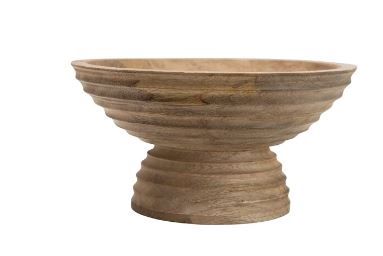 Photo 1 of 10" Ridged Mango Wood Footed Bowl by Hello Honey | Michaels
