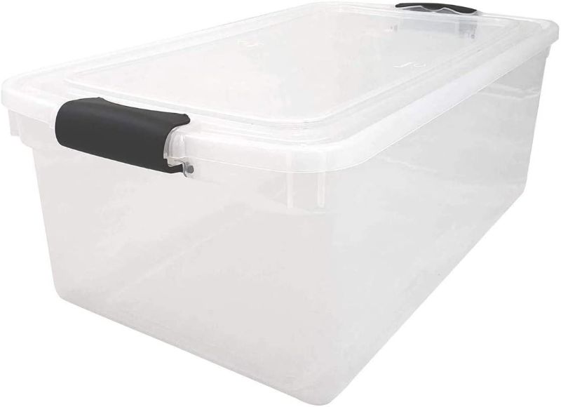 Photo 1 of (4 PACK) Homz 3442CLGRDC.02 Clear Storage Container with Lid, 66 Quart, Grey, 2 Count
