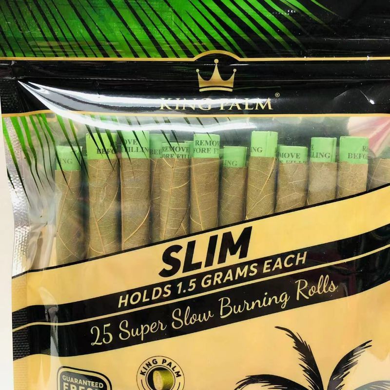 Photo 1 of 25x King Palm Wraps Slim Size 100% Leaf Rolls & Clipper Raw Lighter Us
