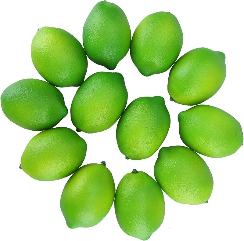 Photo 1 of 12 PCS Fake Limes Light Green Fake Lemons Lifelike Artificial Fruit Lemon Decor for Kitchen Home Lemonade Party Photography Prop Faux Limes for Bowl Bottle Vase
