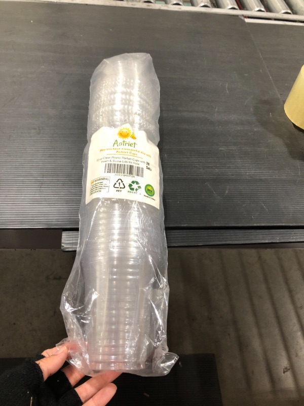 Photo 1 of 12 OZ CLEAR PLASTIC PARFAIT CUPS WITH INSERT AND DOME LIDS NO HOLE 20 SETS 