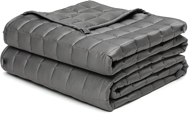 Photo 1 of YnM Weighted Blanket, Cooling Bamboo Viscose, Smallest Compartments with Glass Beads, Bed Blanket for One Person of 190lbs, Ideal for Queen or King Bed (60x80 Inches, 20 Pounds, Dark Grey)