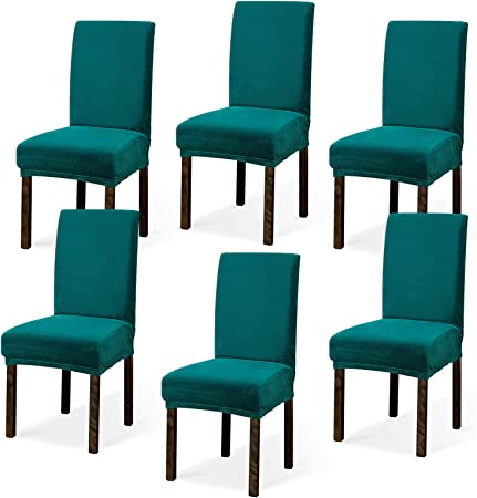 Photo 1 of 6 Pack Dining Chair Covers Velvet, Velvet Dining Chairs Slipcover