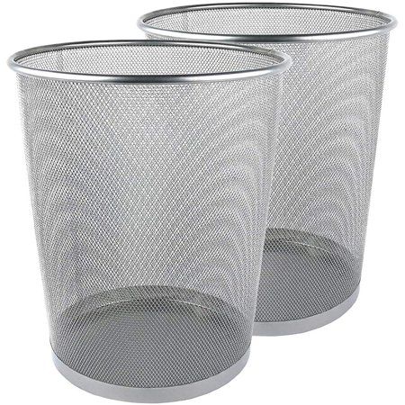 Photo 1 of Greenco, Silver Mesh Trash Can Wastebaskets, 6 Gallon, 2 Pack, Round
