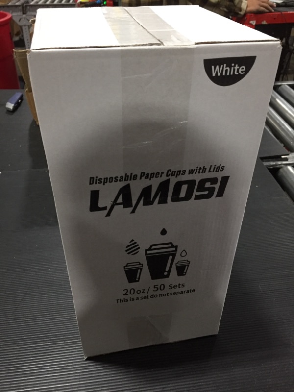 Photo 1 of 20oz DISPOSABLE PAPER CUPS 50 SETS IN WHITE--FACTORY SEALED OPENED FOR PICTURE