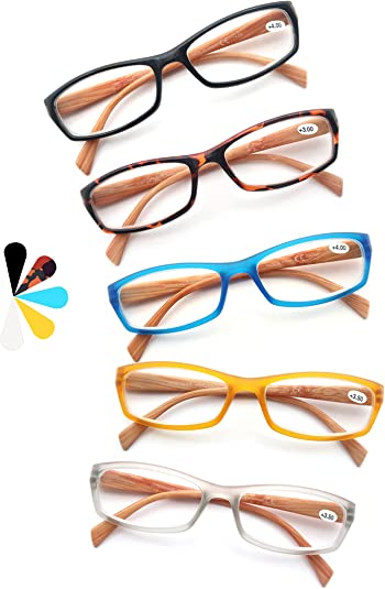 Photo 1 of 4 Pack Reading Glasses Fashion Wood-Look Spring Hinges Stylish Readers Men Women
