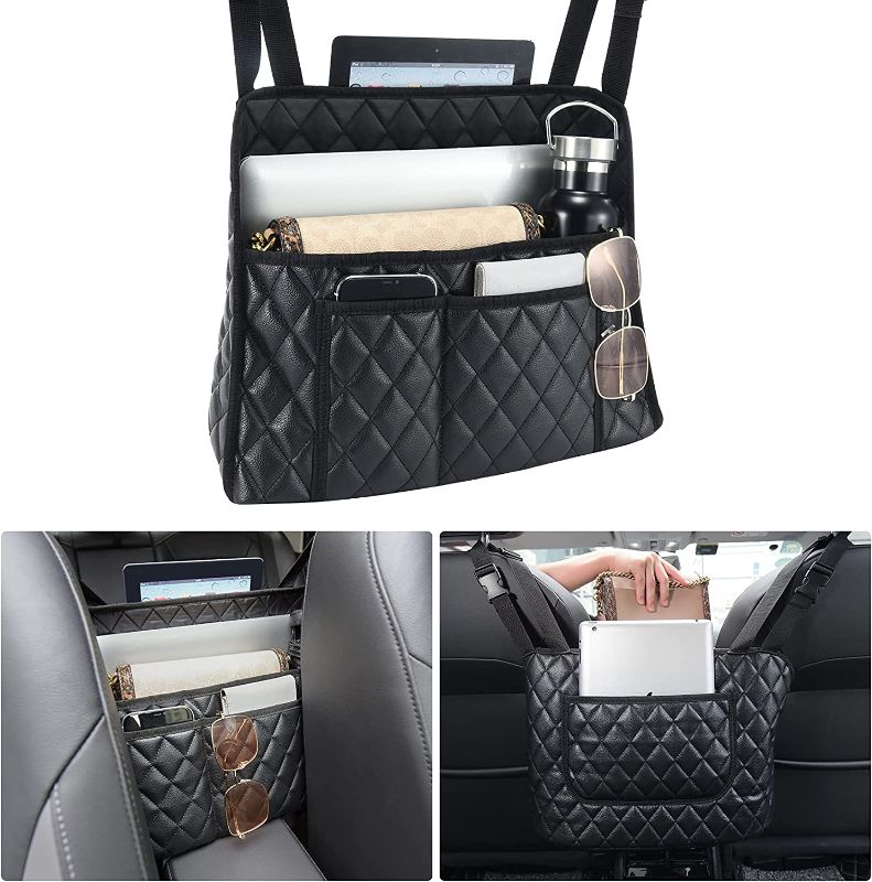 Photo 1 of 
Car Purse Handbag Holder, Car Purse Holder for Car between Seats Car Leather Pocket Holder, Car Pocket Holder Organizer for Bag, Phone, Documents, Large Capacity Barrier Pet, Kids (7.08 inch Width)
