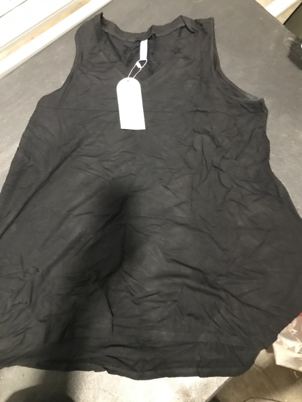 Photo 1 of AWULIFFAN Women's Summer Sleeveless V-Neck T-Shirt Tunic Tops Blouse Shirts (Black,XXL)
